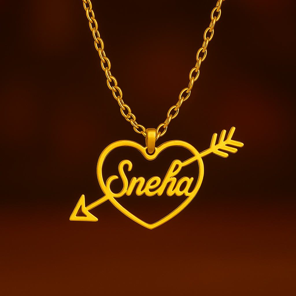 Custom Heart Arrow Name Pendant