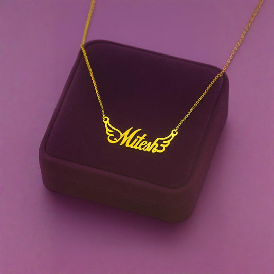 Angel Wings Name Necklace