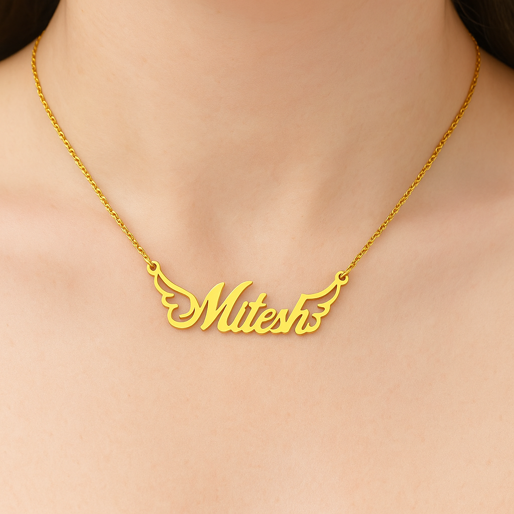 Angel Wings Name Necklace