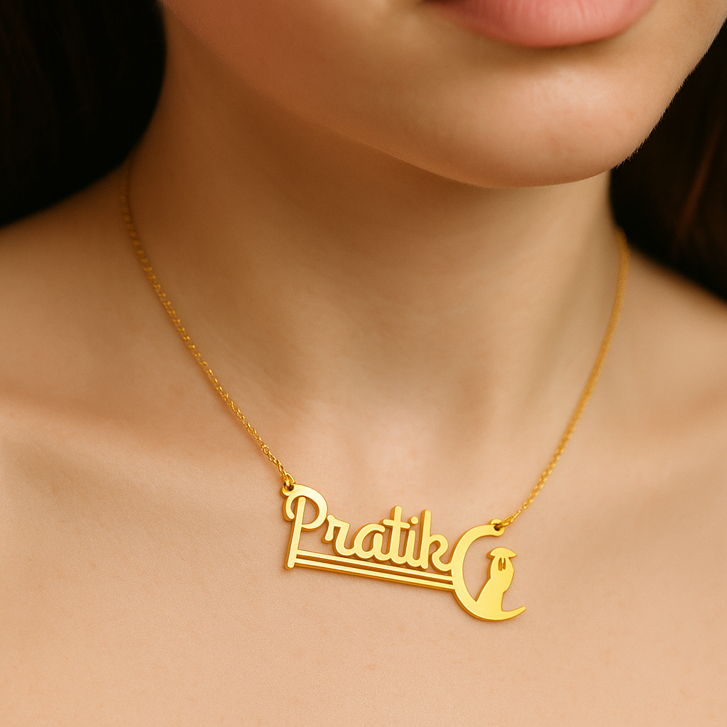 Customize Moon Name Necklace