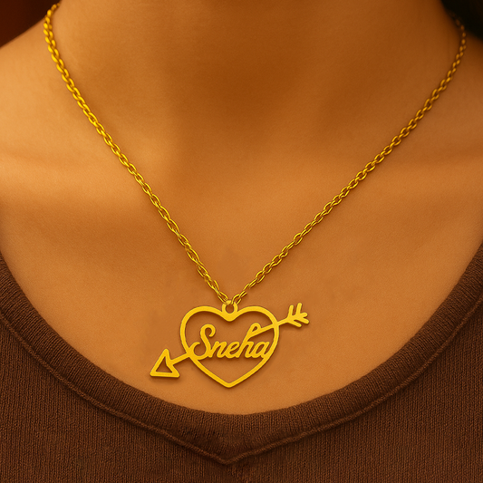 Custom Heart Arrow Name Pendant