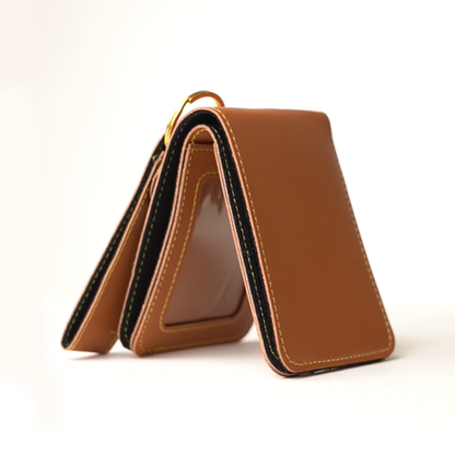 Premium Personalized Leather Wallet – Brown | Custom Nameplate with Keychain
