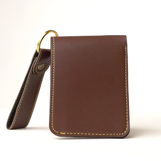 Premium Personalized Leather Wallet – Dark Brown | Custom Nameplate with Keychain