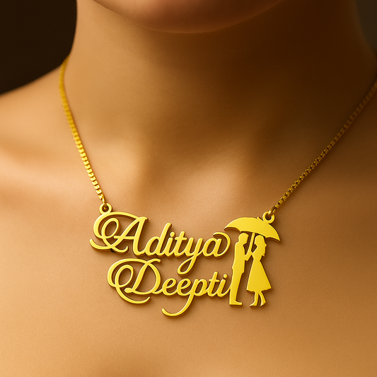 Umbrella Couple Name Necklace