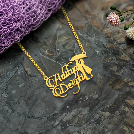 Umbrella Couple Name Necklace